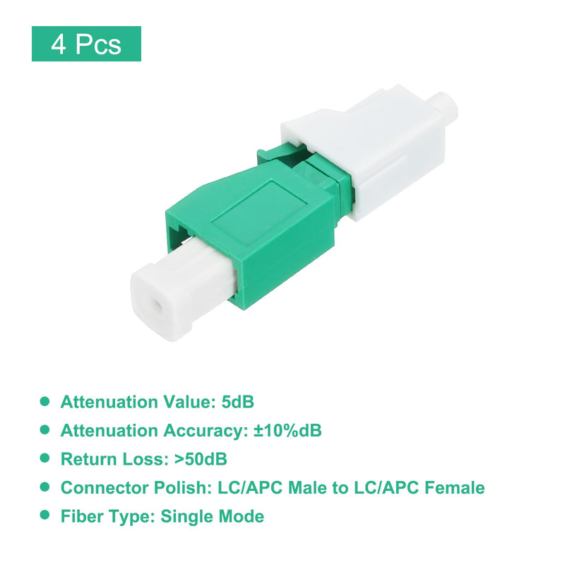 [Australia - AusPower] - QUARKZMAN 5dB LC Fiber Optic Damper, LC/APC SM Single Mode Solid Glass Fiber Damper Male to Female for Fibre Optic Transfer Pack of 4 5 dB 