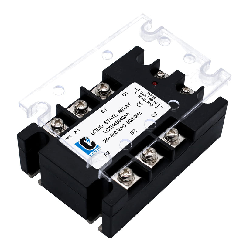 3 Phase Solid State Relay SSR-40AA AC to AC (Input 70-280VAC to Output 24-480VAC) 3 Phase 30 Amp SSR(AC to AC 40A)