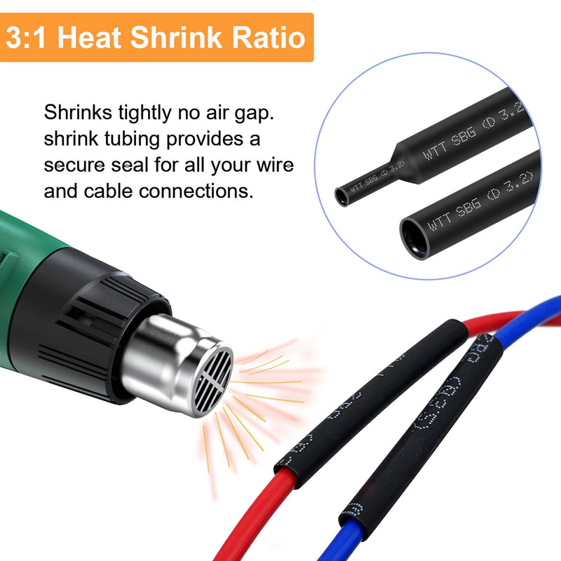 [Australia - AusPower] - Heat Shrink Tubing Kit 355pcs - 3:1 Dual Wall Adhesive Lined - Electrical Waterproof Industrial Heat-Shrink Tubing Terminals- Marine Grade Wire Connector Shrink Wrap Tube - 3.15" Length - Black 