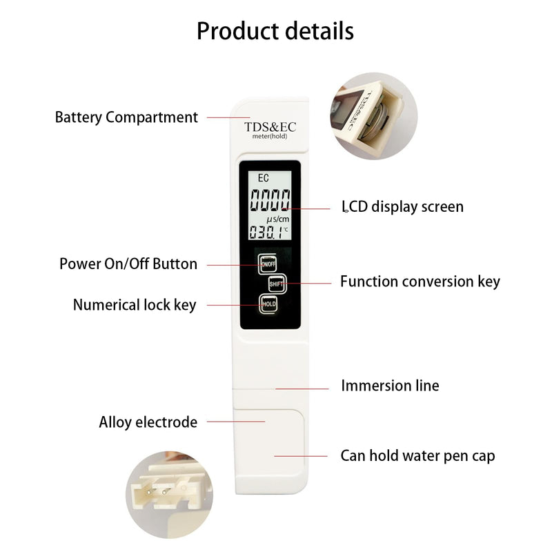 [Australia - AusPower] - 2025 New 4 in 1 TDS Meter - TDS EC & Temperature(°C,°F) - 0-9990 ppm-Meter,Accurate & Reliable Digital Water Testing Kits for Drinking Water,Tap,Well,Swimming Pool,Hydroponics, Aquarium, RO/DI System 