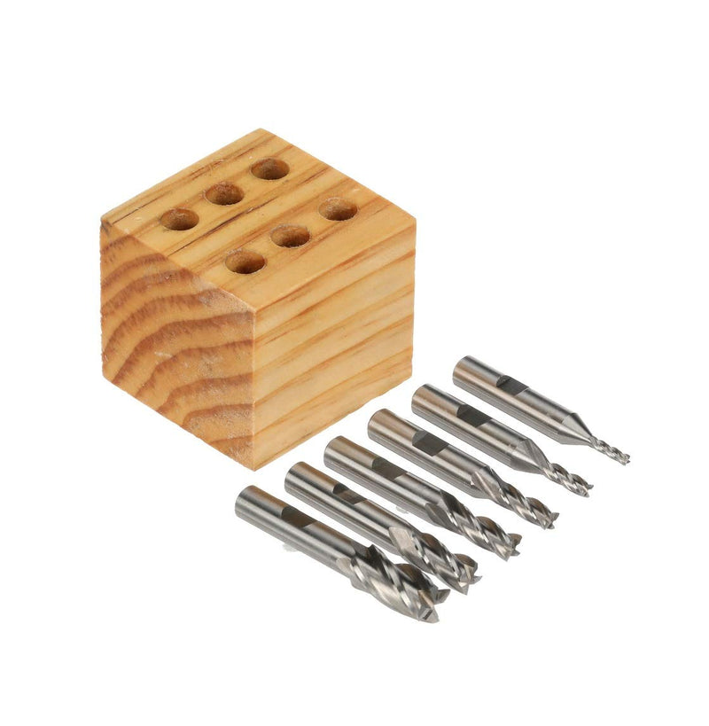 HHIP 8000-0002 4 Flute High Speed Steel End Mill Set, 6 Piece, 3/8" Shank