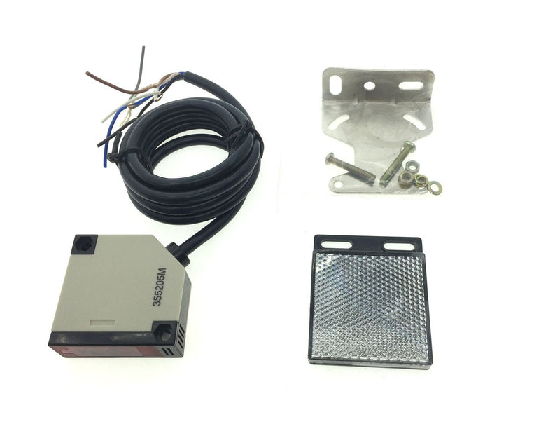 [Australia - AusPower] - YXQ E3JK-R4M2 DC 12-24V Retroreflective Photoelectric Beam Sensor Switch w/Reflector Panel Wall Mounted 