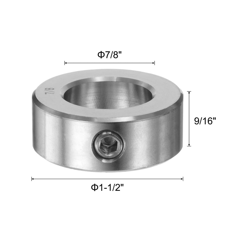 [Australia - AusPower] - uxcell 4pcs Set Screw Collars 7/8" Bore 304 Stainless Steel Shaft Collars, 1-1/2" OD, 9/16" Width Axle Collar Clamp for Linear Rod Shaft Guide 