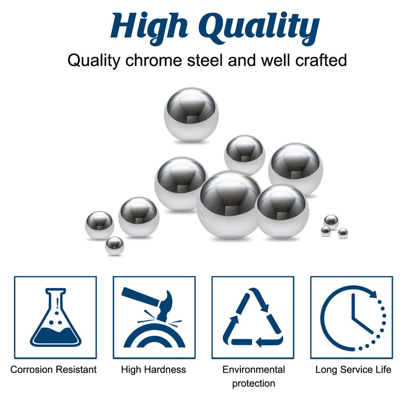 [Australia - AusPower] - Ball Bearings 610 Pcs 6 Size Assorted Loose Bearing Balls 3/32" 1/8" 5/32" 3/16" 7/32" and 1/4" Small Bearing Balls Steel Ball 610Pcs 