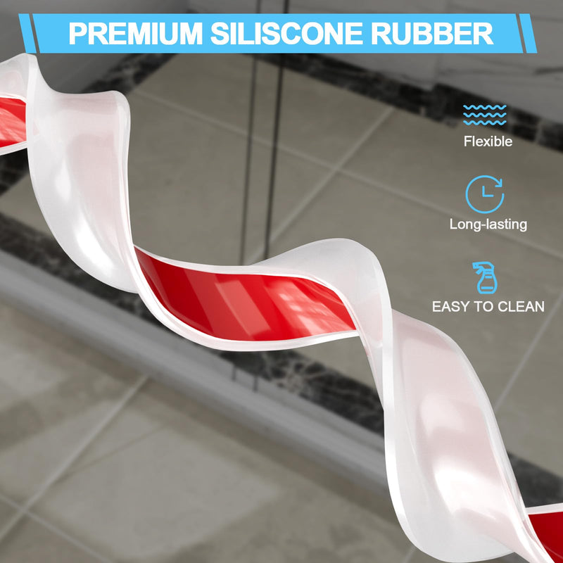 Duzzy 98 Inch Shower Threshold Water Dam Guard, Silicone Rubber Shower Door Bootom Seal Strip for Walk in Shower Clear