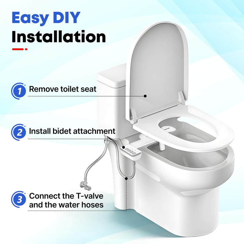Bidet Attachment for Toilet,Independent Adjustable Water Pressure,Self Cleaning Non-Electric Dual Nozzle for Frontal & Rear Wash,Fresh Water Bidet Toilet Seat, White A1-Bidet Attachment