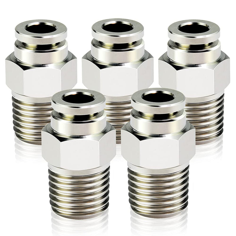 [Australia - AusPower] - TAILONZ PNEUMATIC 304 Stainless Steel Male Straight 1/4 Inch Tube OD x 1/4 Inch NPT Thread Push to Connect Fittings PC-1/4-N2 (Pack of 5) 1/4''OD 1/4''NPT 