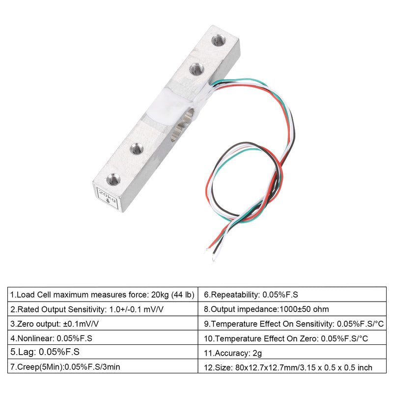 Quartzman HX711 Digital Load Cell 20 kg Module Weighing Sensor Pack of 2 | 24 Bit, Precision A/D Dual-Channel, for DIY Portable Electronic Kitchen Scale Kit