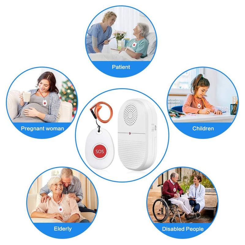 [Australia - AusPower] - ChunHee Wireless Caregiver Pager Call Button Nurse Alert System Call Bell for Home/Elderly/Patient Emergency Vibration Pager 2 Transmitter+1 Receiver(800+Feet Operating Range) 2Transmitter+1Receiver 