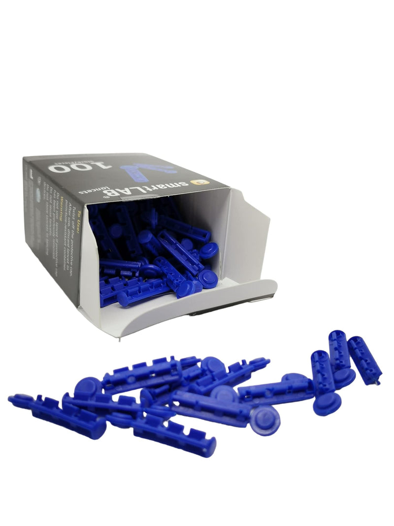 smartLAB Lancet Box with 200 Lancets in Two Boxes | Compatible with Medisana Lancing Aid SD | Blood Sugar Lancets 28G Strile