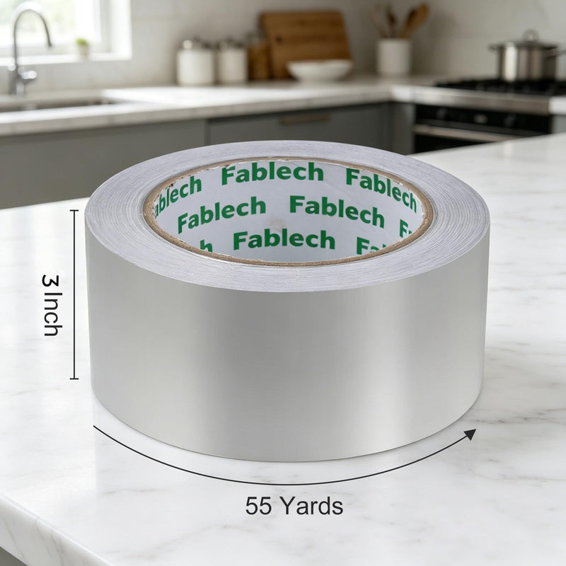 Aluminum Foil Tape, Heavy Duty 3.2mil Thick, 3 Inch x 55 Yards (165ft), High Temperature Resistant, Waterproof, for HVAC Duct Sealing, Metal Repair & Insulation 3"×55Y