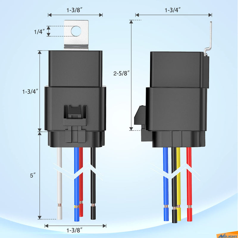 [Australia - AusPower] - Nilight 5 Pack Waterproof Relay and Harness 40/30 AMP Heavy Duty 12 AWG Tinned Copper Wires 5-PIN SPDT Style 12V Automotive Relay and Harness Set 30A-5PC 
