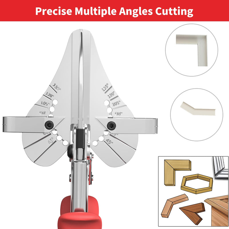 GARTOL Ratchet Miter Shears, 45°-135° Adjustable Multi-Angle Cutter for Molding, Trim & Quarter Round – Precision Hand Tool for PVC & Soft Wood – Includes 5 Anvils & Replaceable Blade HD-3100 S