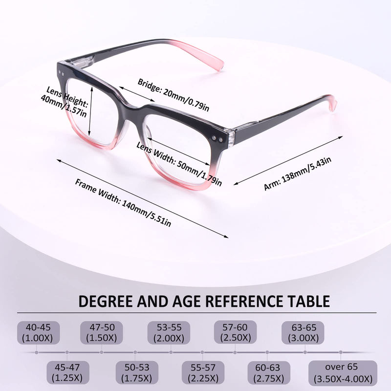 [Australia - AusPower] - 6 Pack Fashion Reading Glasses for Women Men Blue Light Blocking Oversized Square Readers with Spring Hinge 6 Pack Mix 1.5 x 