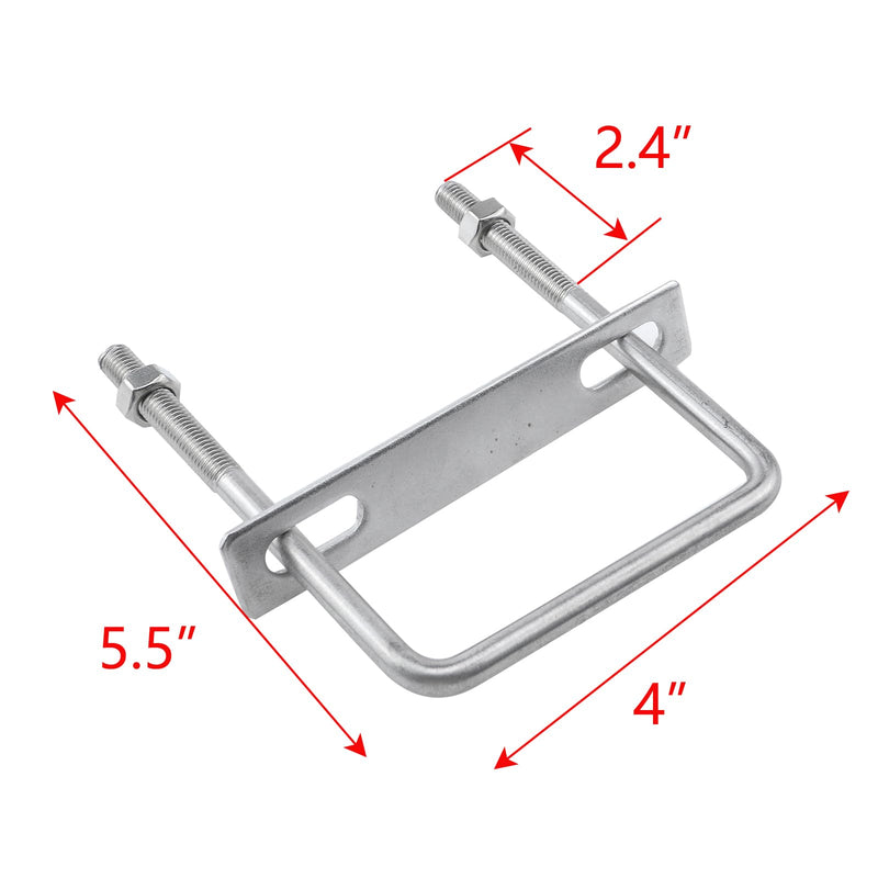 [Australia - AusPower] - 2pcs Hardware U Bolt Stainless Steel U Clamp U Bolt Brackets with Nuts and Plate 4" W x 5.5 L" 