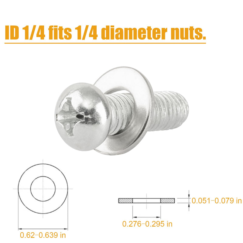 [Australia - AusPower] - KURUI 1/4" stainless steel Flat washers, (180 Pcs) Metal Washers for Screws Bolts, 5/8" OD 18-8 (304) Washer for Various Home, Factories, Outdoor Projects - SAE 1/4*5/8-180Pcs 