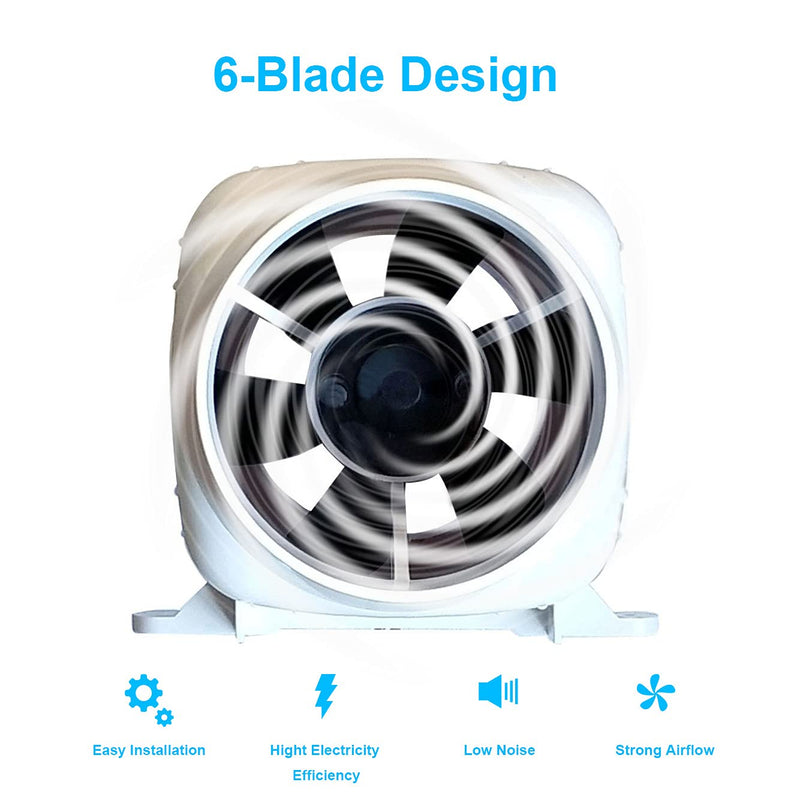 12V in-Line Marine Bilge Air Blower - 3" 130 CFM or 4“ 270 CFM, 3 Inch or 4 Inch Quiet Operation Bilge Blower Fan for Boat, Yacht(4", 270 CFM) 4''
