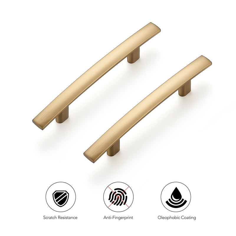 Ravinte 10 Pack | 5-3/16'' Curved Cabinet Pulls Champagne Bronze Kitchen Drawer Pulls Arch Cabinet Handles 5-3/16”Length, 3” Hole Center