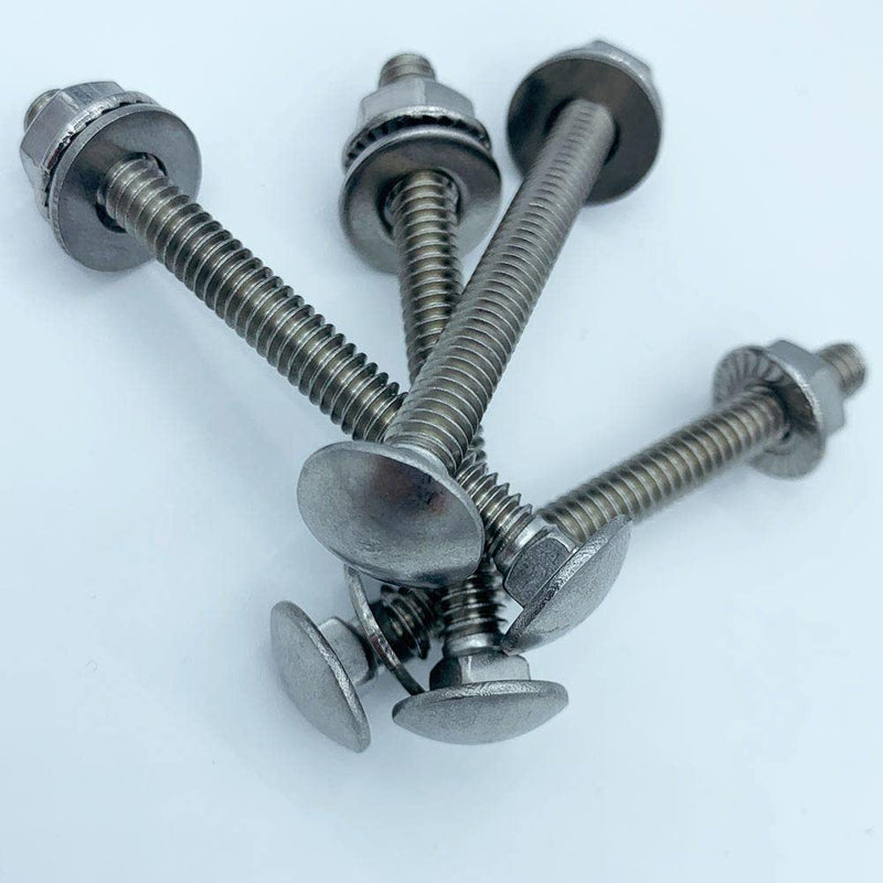 [Australia - AusPower] - (8pcs) Stainless Universal Headboard or Footboard Hardware Nuts and Bolts 4 hes and 2-12 h Long, Carriage Bolts Handles Replacement Kit Silver 14 h-20x4 h and 14 h-20x2-12 h 8(4 long and 4 short) 