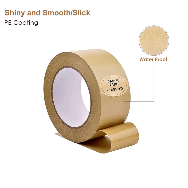 [Australia - AusPower] - TooCust Kraft Paper Tape Self Adhesive,2" X55YD,Brown Paper Tape, Biodegradable Brown Packing Tape,Paper Packing Tape with Strong Adhesive,1 Roll 1 
