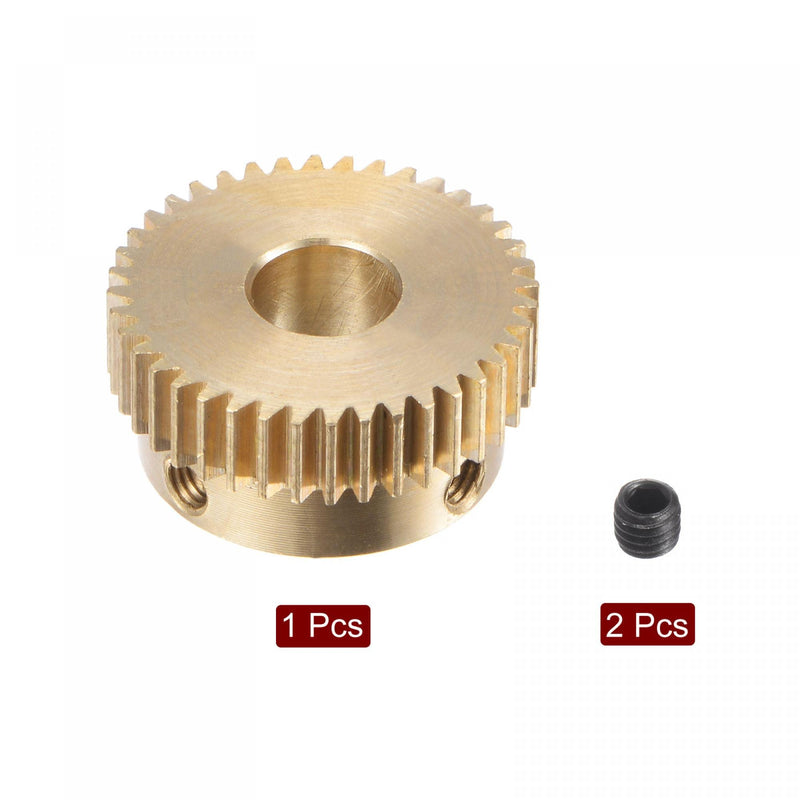 [Australia - AusPower] - uxcell Pinion Gear Set, Brass Motor Rack Straight Spur Gear with Step, 0.5 Mod 40T 6.35mm Bore 21mm Outer Dia, M3 Set Screws Included 