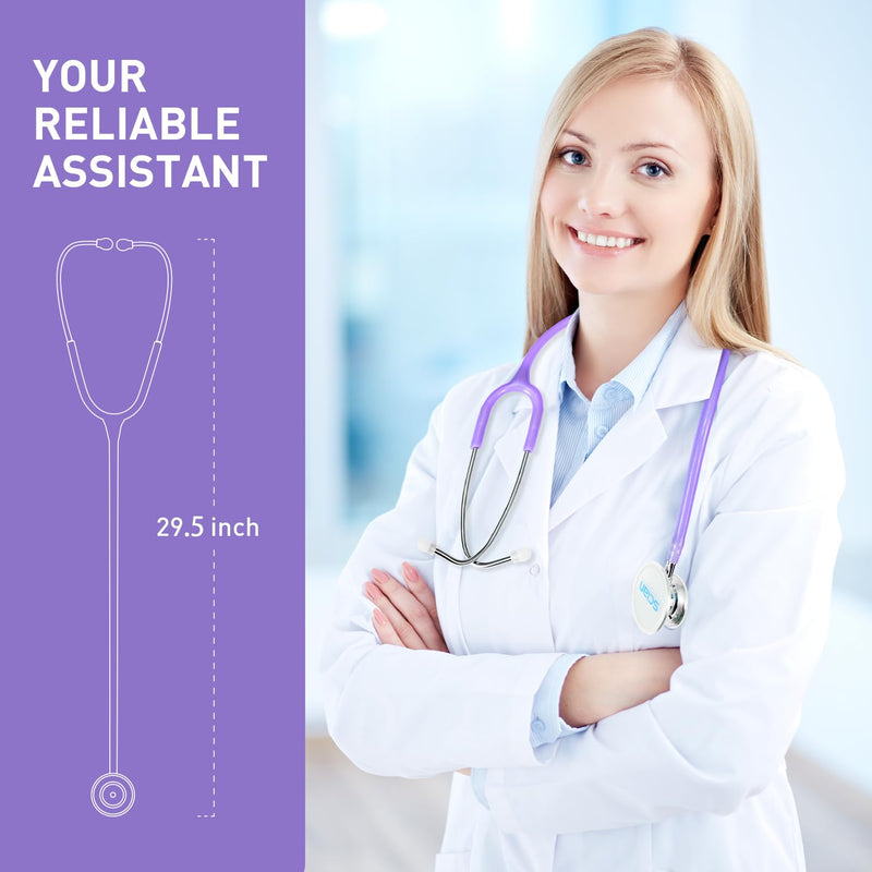 [Australia - AusPower] - SCIAN Stethoscope Dual Head for Nurses,Doctors,Med Students, Classic Stainless Steel Stethoscope Home Diagnostics Medical Supplies with Carrying Bag, Pearlescent Purple 