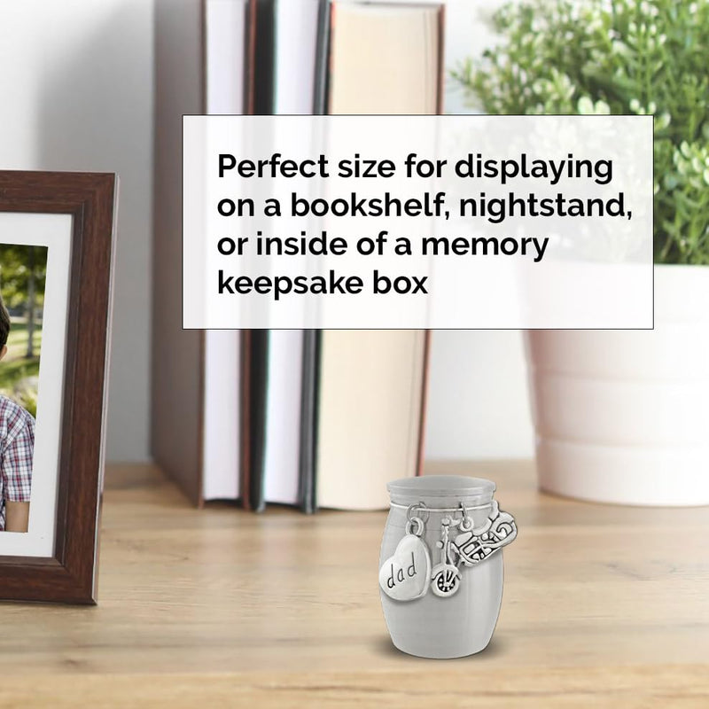 Dad Motorcycle Mini Urn Ashes Holder Biker Memorial Loss of Father