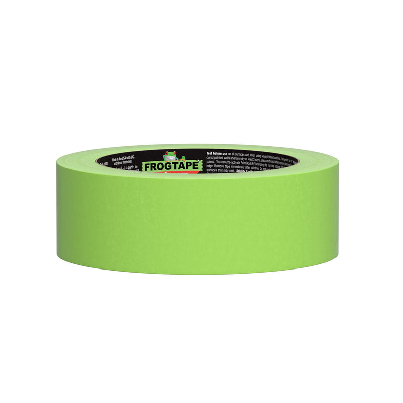 FrogTape Advanced Painter's Tape, 1.5 in Wide (1.41 in x 45 yd) Multi-Surface Painters Tape with PAINTBLOCK, Conforms Around Curves & Contours, Tear-Free Removability, Green, 1 Roll (105891) 1.5” x 45 yd (Pack of 1)