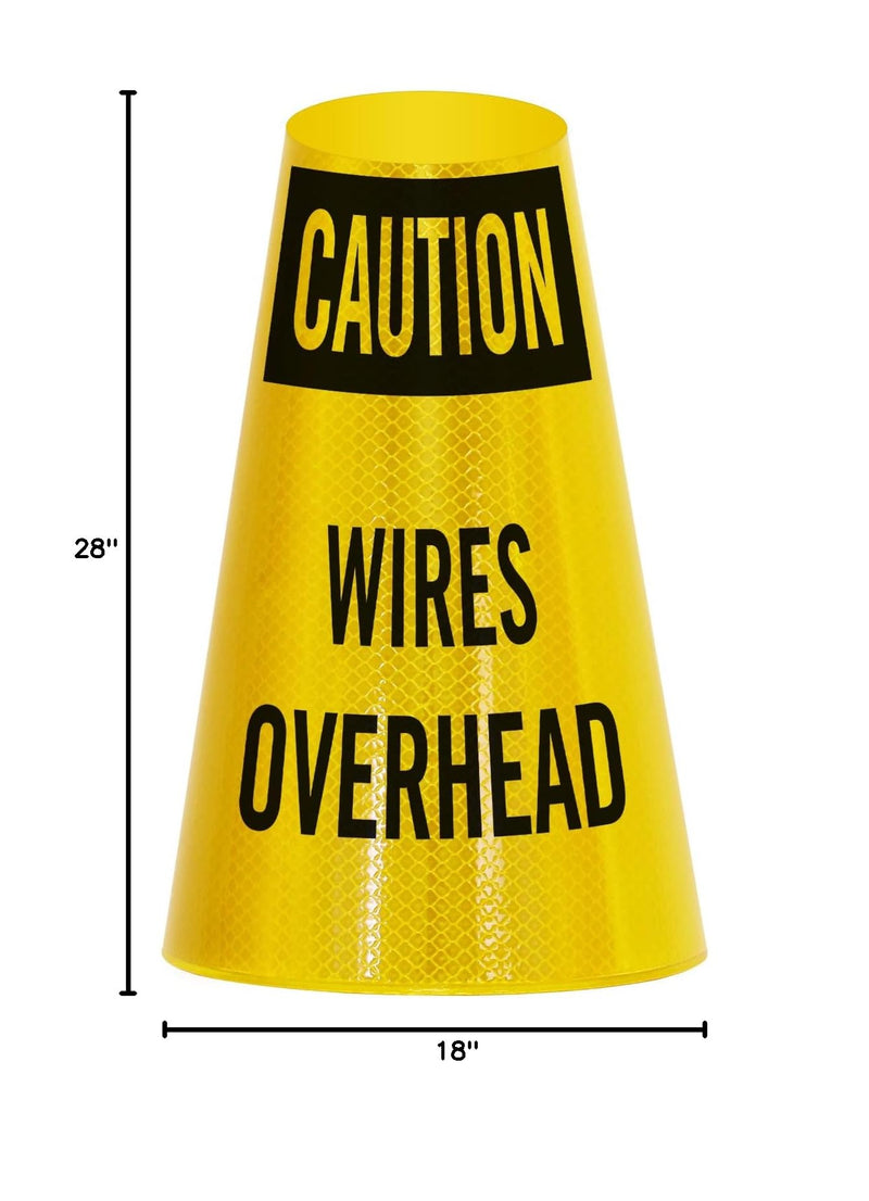 SmartSign “Caution - Wires Overhead” Bright Reflective Cone Message Sleeve, [Cone Not Included]