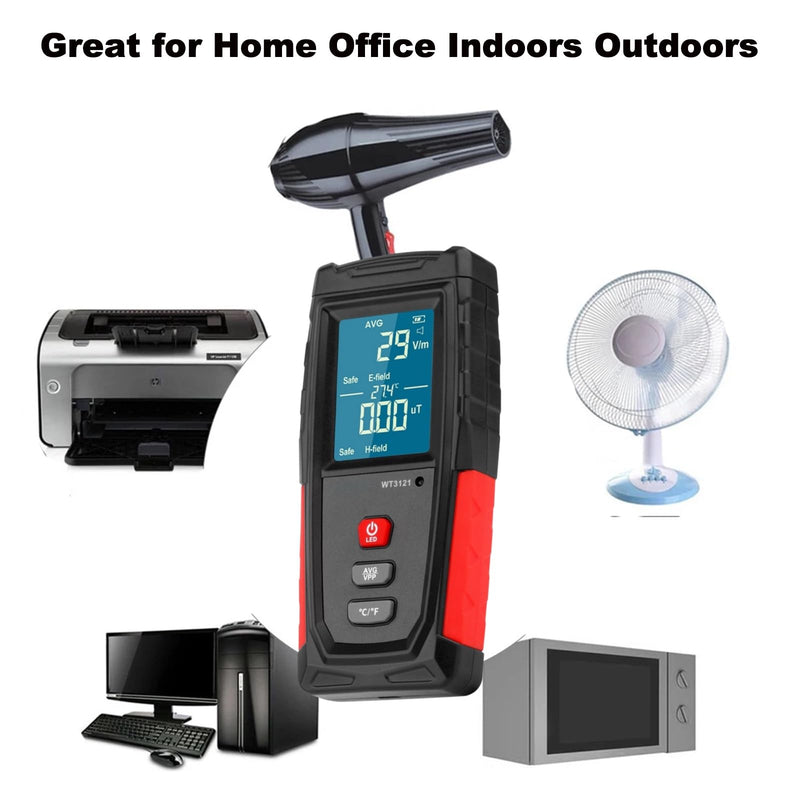[Australia - AusPower] - EMF Detector, Rechargeable EMF Meter, LCD Handheld Electromagnetic Field Radiation Detector, EF MF EMF Reader for Home Office Indoor Outdoor Ghost Hunting Equipment 
