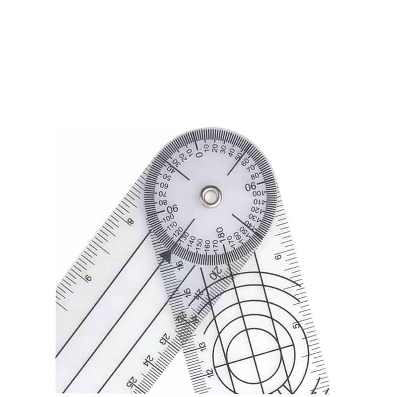 Goniometer 360° Protractor PVC, Medical Protractor Physio | Transparent 360° protractor for physiotherapy, sports therapy and home work for easy angle measurement.