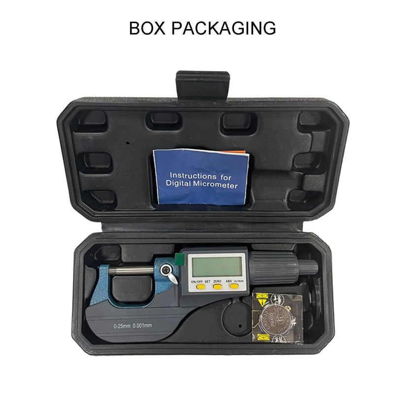 [Australia - AusPower] - Digital Outside Micrometer, MFQNENLK Digital Electronic Display Micrometer 0-1"/0-25mm, Professional Inch/Metric Measuring Tool 0.00005"/0.001 mm, with Protective Case & Battery 