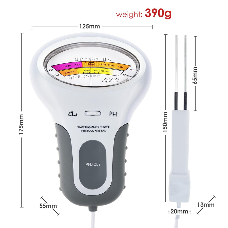 [Australia - AusPower] - Dual-Function Water Tester: pH & Chlorine (CL2) Meter for Pools, Spas, Hydroponics & Drinking Water, Pools, Spas, Drinking Water Analysis Monitor PH Chlorine Tester Kit 
