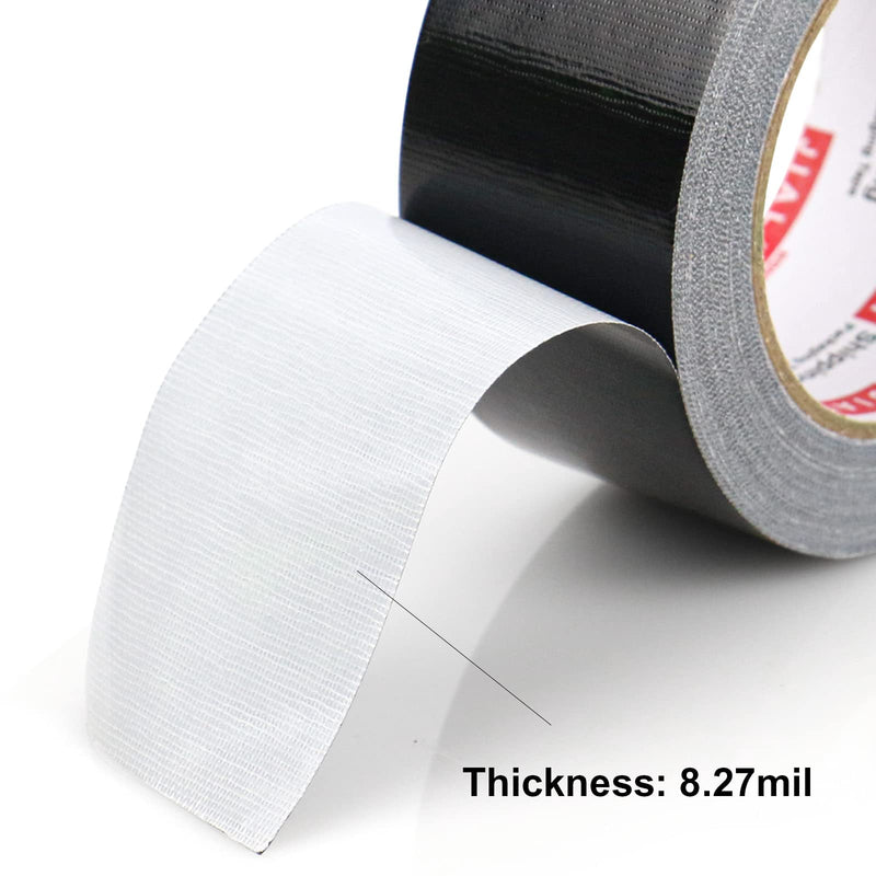 JIALAI HOME Heavy Duty Duct Tape, Black Tape 2 Inches x 30 Yards 3-Pack, 8.27 mil, Strong, Flexible, No Residue, All-Weather and Tear by Hand - for Repairs, Industrial, Professional Use