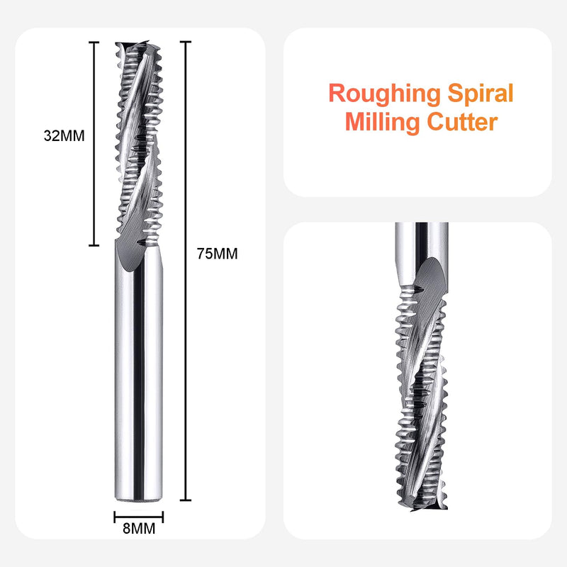[Australia - AusPower] - SpeTool Milling Cutter 3 Flutes Roughing Cutter 8 mm Shank Diameter Solid Carbide CNC Machine Cutter 