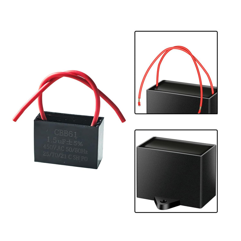GTIWUNG CBB61 1.5uF 450V AC 50/60Hz Fan Motor Running Capacitor 1.5uf Capacitor Ceiling Fan Capacitor Starter Capacitor Fan Capacitors Pack of 6