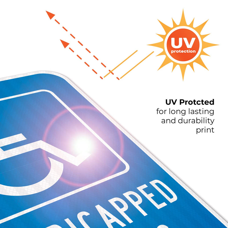 Handicap Parking Sign, Handicapped Sign, 12x18 Inches, 3M EGP Reflective .063 Aluminum, Fade Resistant, Made in USA 12x18 Reflective