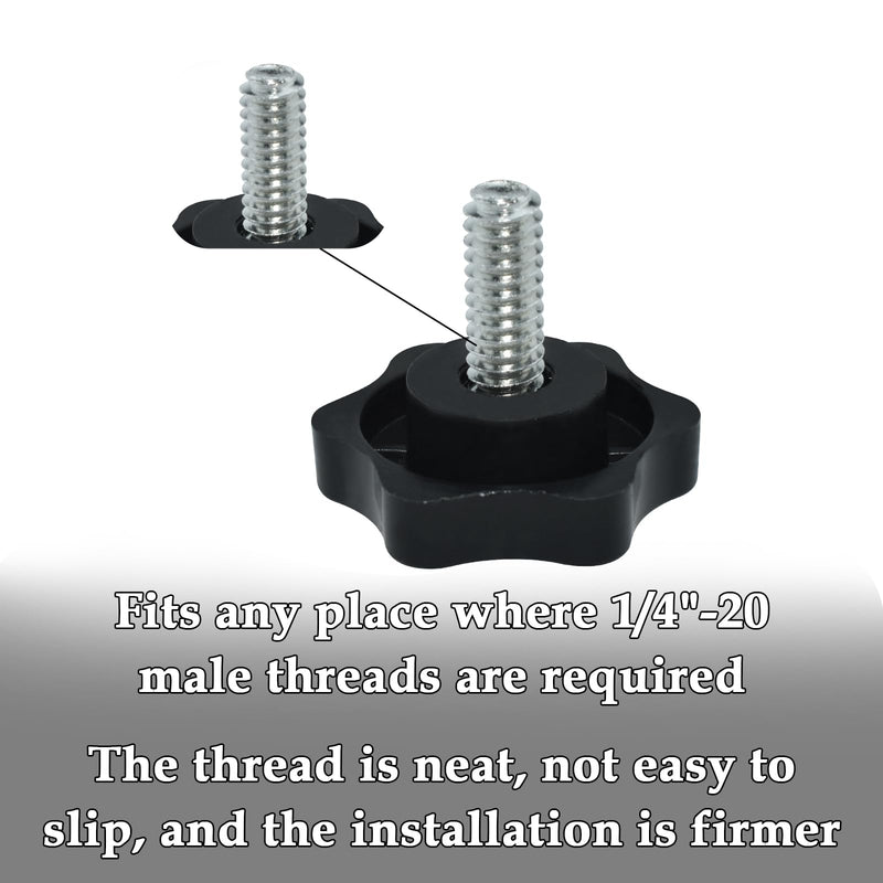 [Australia - AusPower] - 4 Pieces Star Hand Knob, 1/4"-20 x 0.63“ Threaded Post Black Plastic Hex Shaped Clamping Knob Handle 32#1/4*16mm 