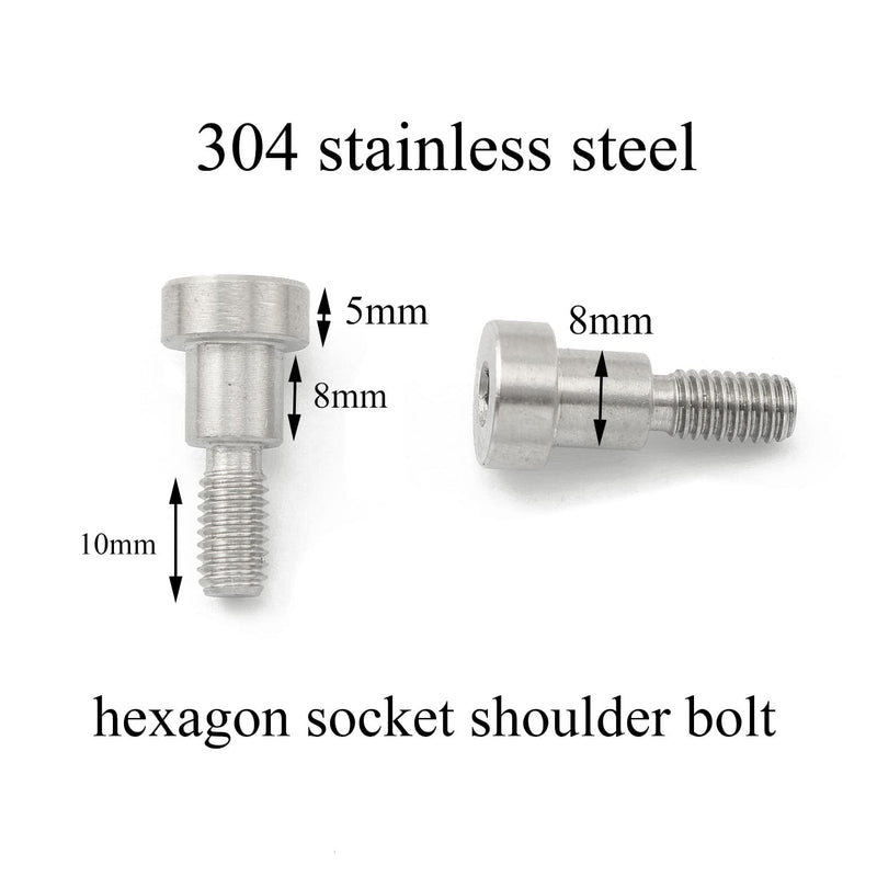 [Australia - AusPower] - 4pcs 304 Stainless Steel Hex Socket Shoulder Bolt 8mm Shoulder M6 Thread for Injection Molding Accessories 