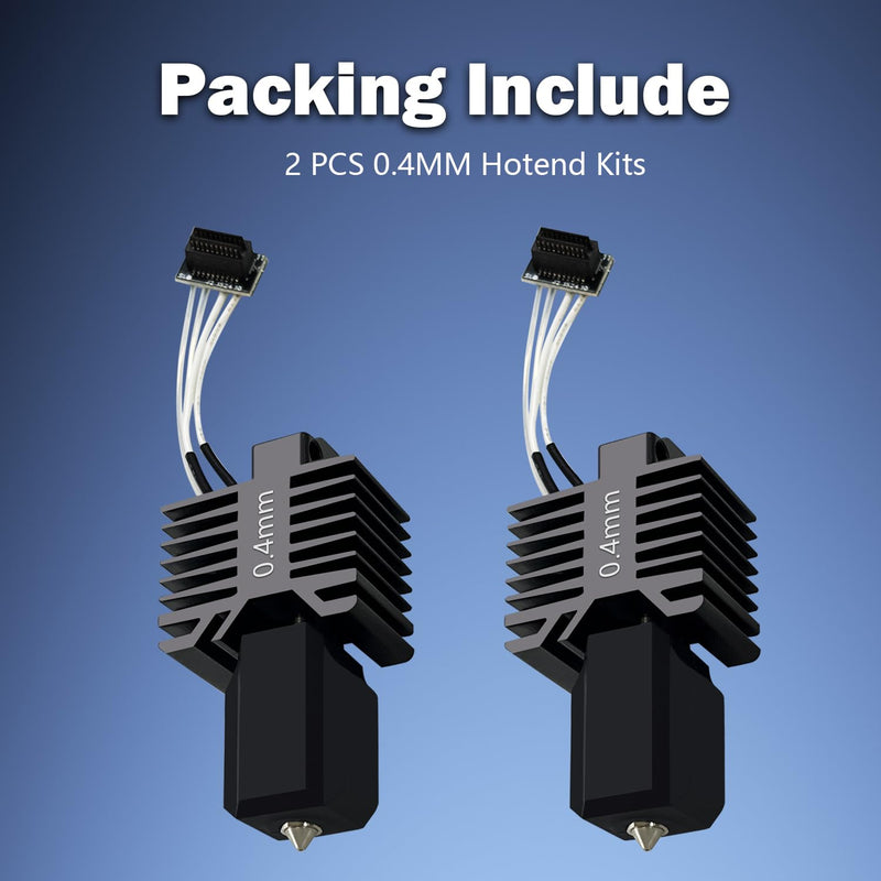 2PCS P1P/P1S Hotend 0.4mm Ceramic Assembled Extruder Printhead Kit for Bambu Lab P1P/P1S- 3D Printer Hot End Replacement with 0.4mm Hardened Steel Nozzle, Thermistor, Heater Cartridge and Heat Block Hotend 0.4MM for P1P/P1S
