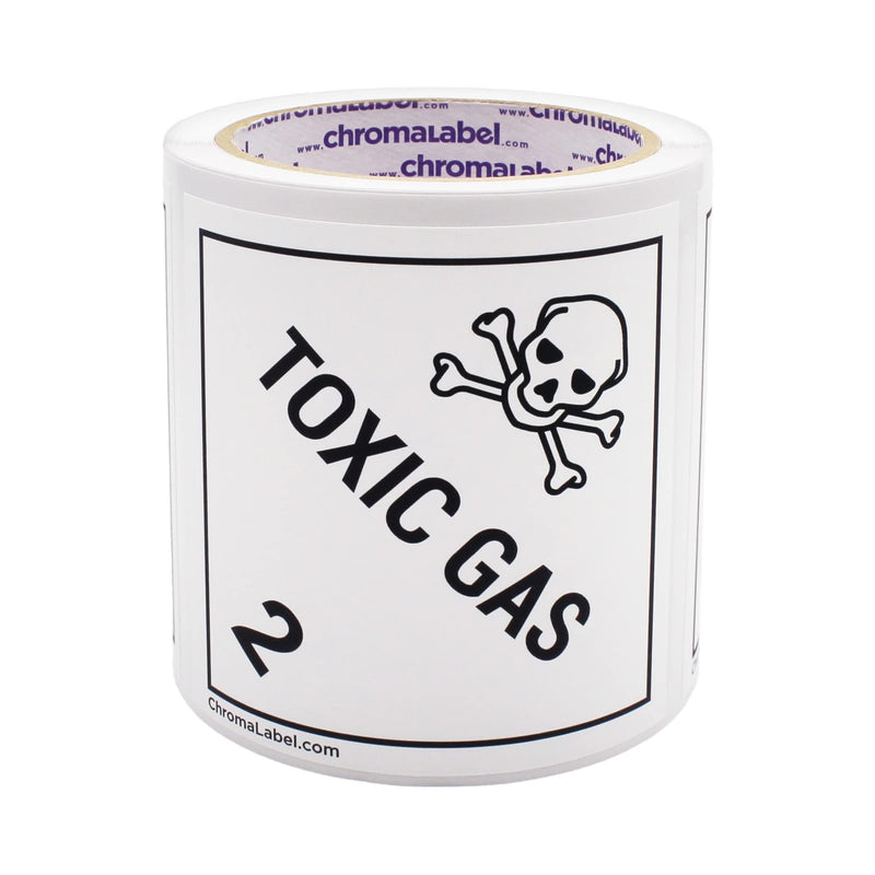 ChromaLabel 4 by 4 Permanent Durable Square D.O.T. Hazard Labels, Hazard Class 2 Toxic Gas Label, 100/Roll 4" x 4"
