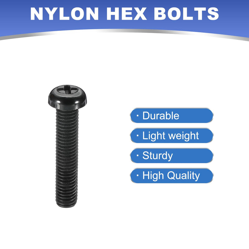 [Australia - AusPower] - PATIKIL M8x40mm Black Nylon Bolts Plastic Nuts Full Thread Head Screws, 24 Pcs M8*40mm 
