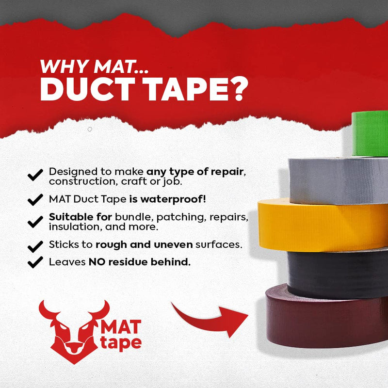 MAT Duct Tape White Industrial Grade, 6 inch x 60 ft. Waterproof, UV Resistant for Crafts, Home Improvement, Repairs, & Projects