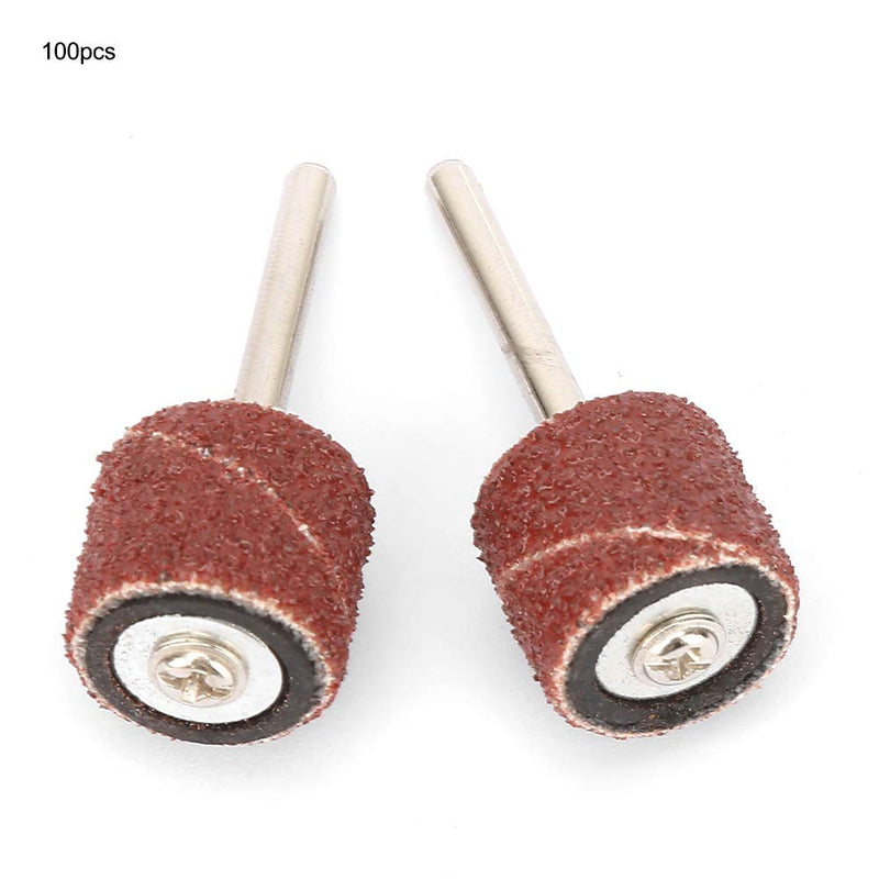100pcs Sandpaper Rings 80 Grit 12mm Paper Ring for Sandpaper Wheel + 2 Rods Emery Cloth Sanding Sleeves High Quality Durable