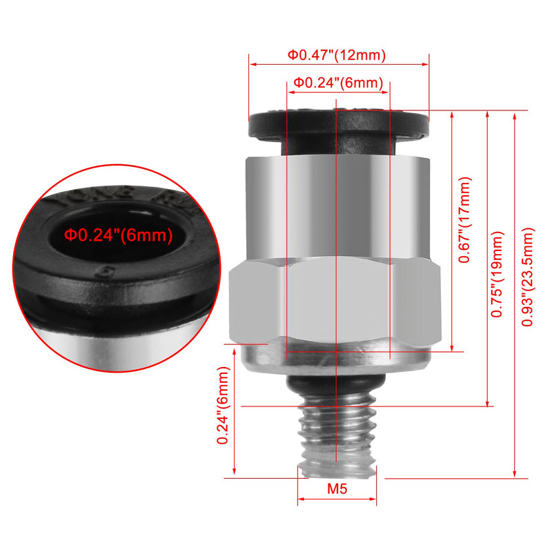 [Australia - AusPower] - Quick Fittings PC6-M5 6mm Push-to-Connect Air Line Fittings Push In Joint Thread Male M5 Pneumatic Connector 10 Pcs 