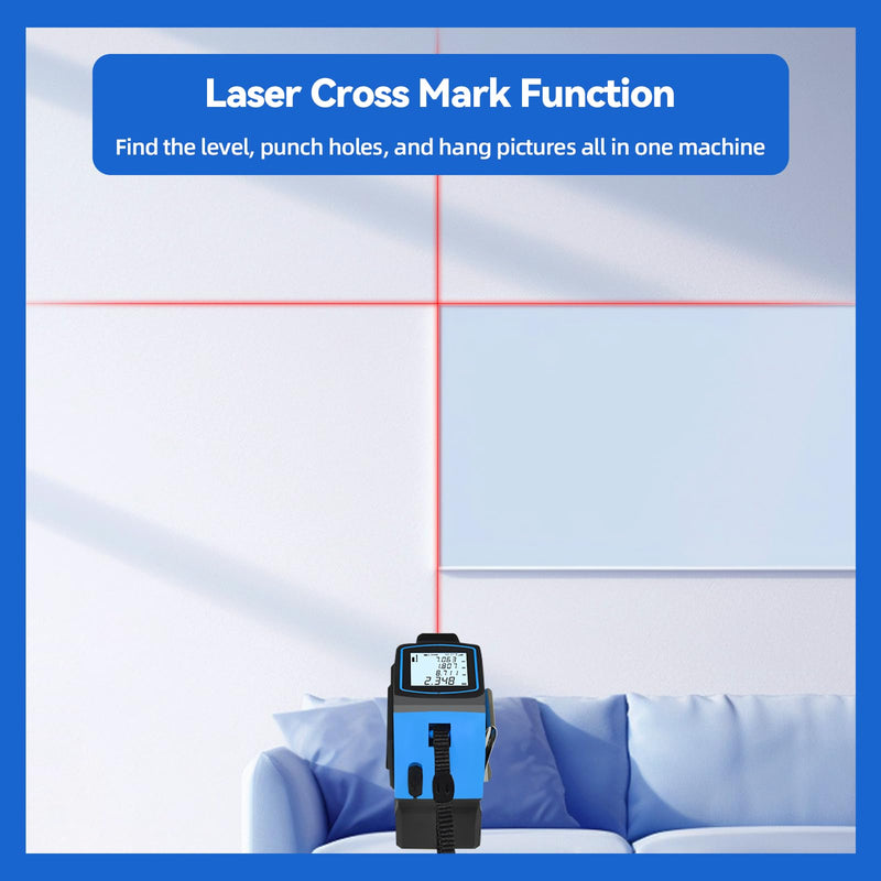 [Australia - AusPower] - 4-in-1 Laser Tape Measure 131Ft, Laser Crosshairs, 16ft Auto-Locking Tape, Digital Measurement Level, Backlit LCD Screen, Feet/Inches/Meters Unit Switching 