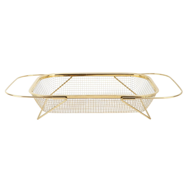 [Australia - AusPower] - Over the Sink Strainer, Stainless Steel, Multifunctional, Space Saving, Over the Sink, Strainer Basket for Home (Gold) Gold 