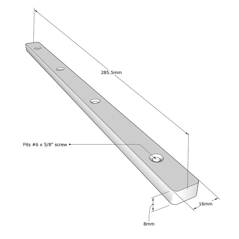 5 Pairs of Rok Hardware Side Mounted 11-1/4" (285.5mm) Screw-On, Plastic Drawer Rails/Guide Rails with 3/4" Extension, for Drawers with 21/32" (17mm) Groove, White Finish, D10751034 10