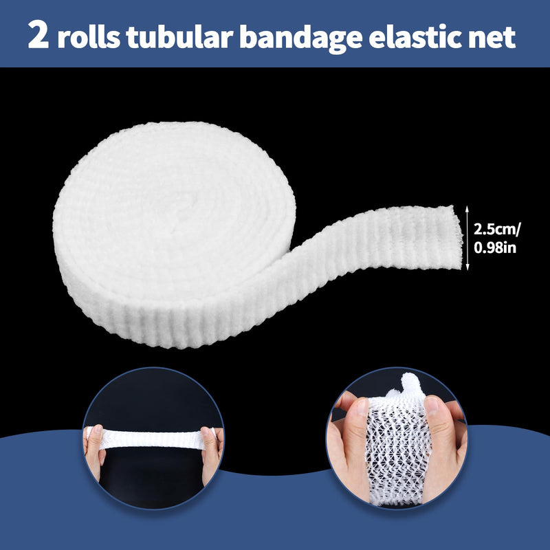 [Australia - AusPower] - 2 Rolls Tubular Bandage, 1 Inch Elastic Net Bandages, Wound Dressing Elastic Mesh Net, Tubular Gauze for Arm Wounds Without The Use of Adhesive Tape 