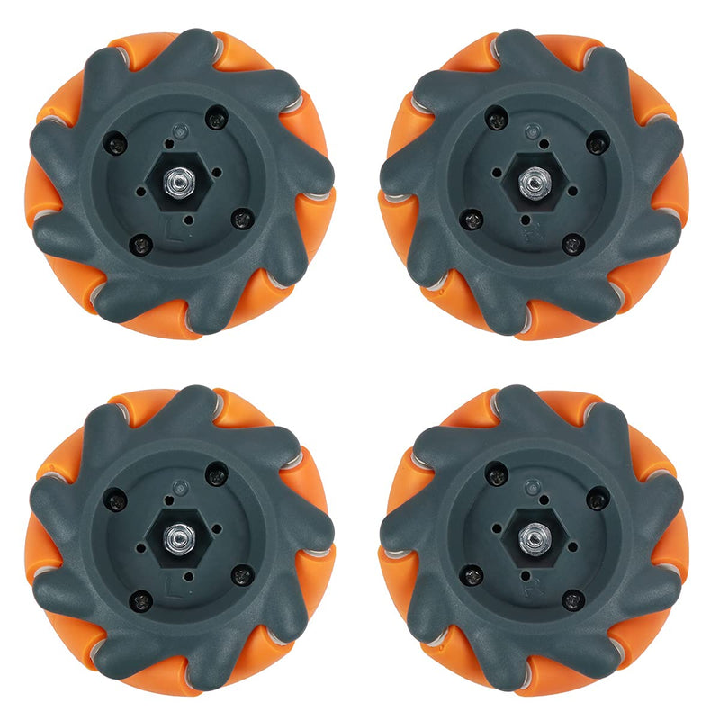 [Australia - AusPower] - Mecanum Wheel, Omni-directional Wheel 65mm High Hardness Plastic Wheel, Orange Wheel Intelligent Robot Car Components, DIY Accessories(4PCS) 